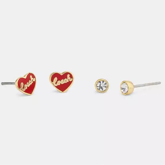 Coach Heart Stud Earrings Set nwt in packaging - Picture 2 of 2